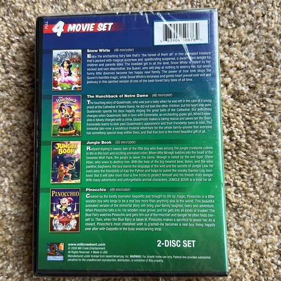Family Favorites Movie Collection DVD Snow White Pinocchio Jungle Book NWT - Picture 2 of 5